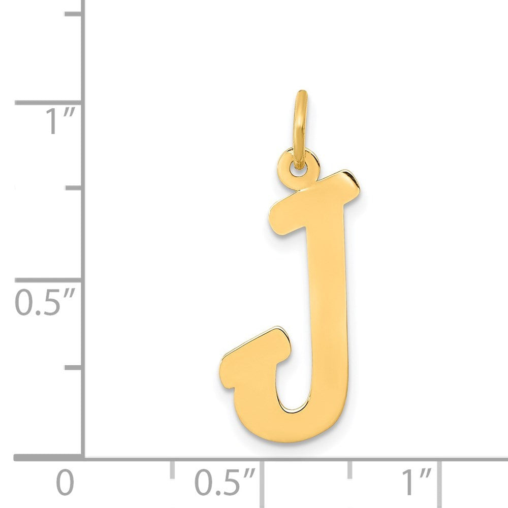 14k Yellow Gold Small Script Letter J Initial Charm Pendant