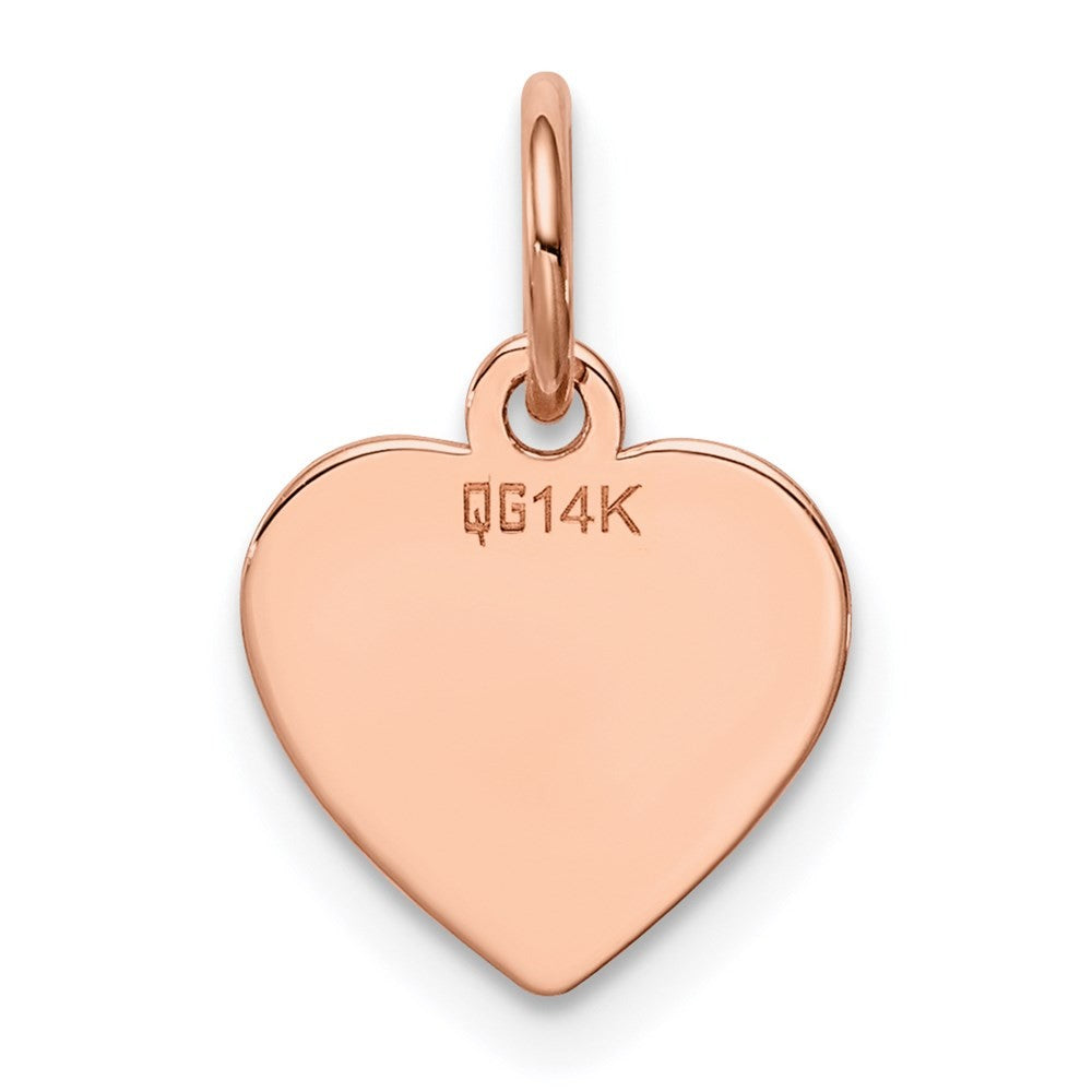 14k Rose Gold Plain .013 Gauge Engraveable Heart Disc Charm
