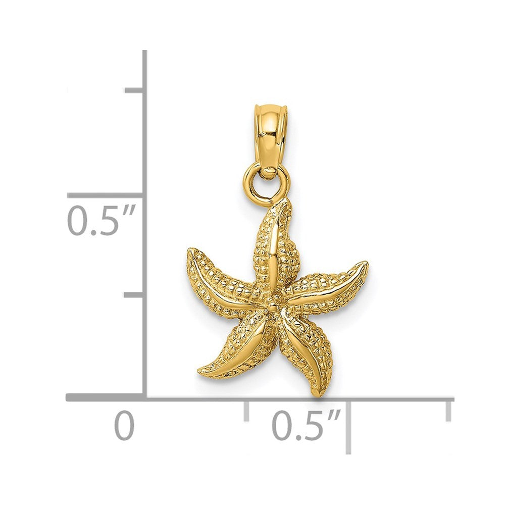 14k Yellow Gold Textured Starfish Charm