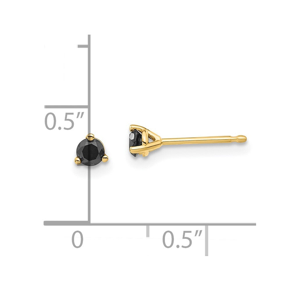 14k Yellow Gold 1/4ct. Black Diamond Stud Earrings Gift for Women