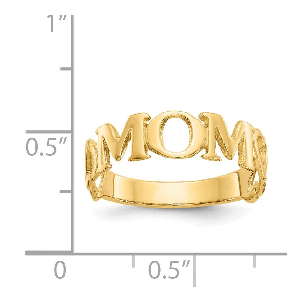 14k Yellow Gold Polished Mom Ring