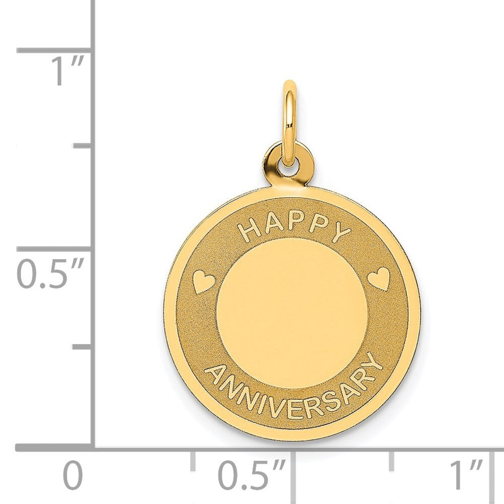 14k Yellow Gold HAPPY ANNIVERSARY Charm Pendant for Women