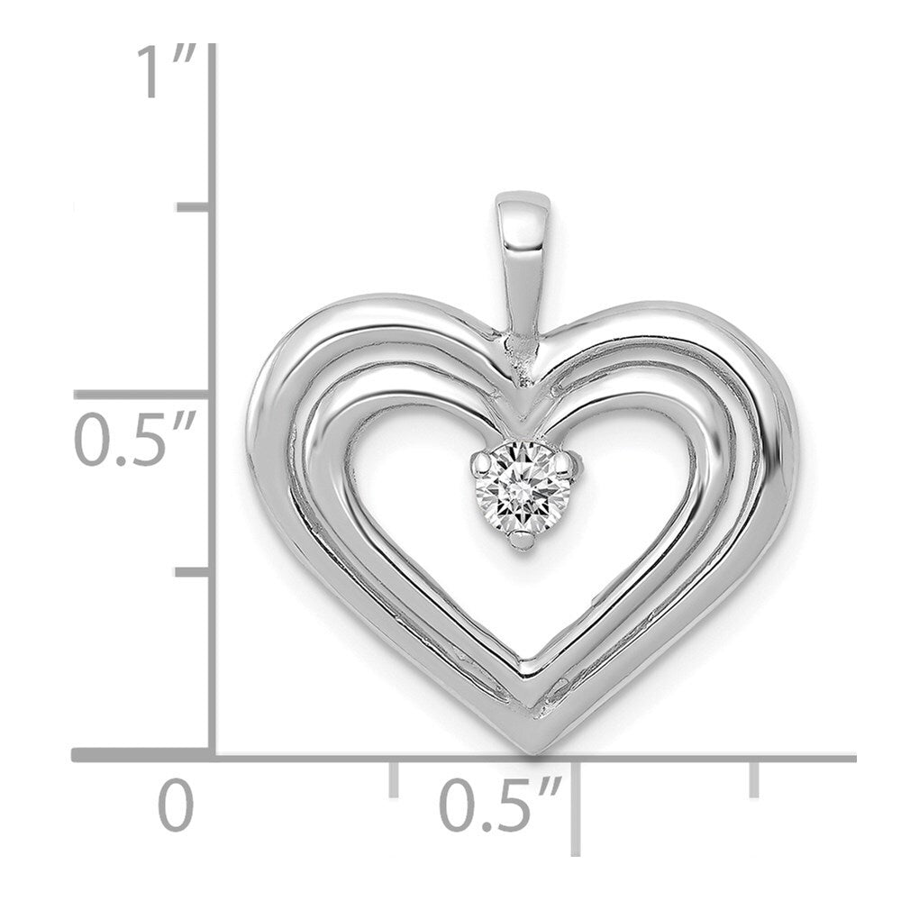 14k White Gold AA Diamond Double Heart Pendant for Women