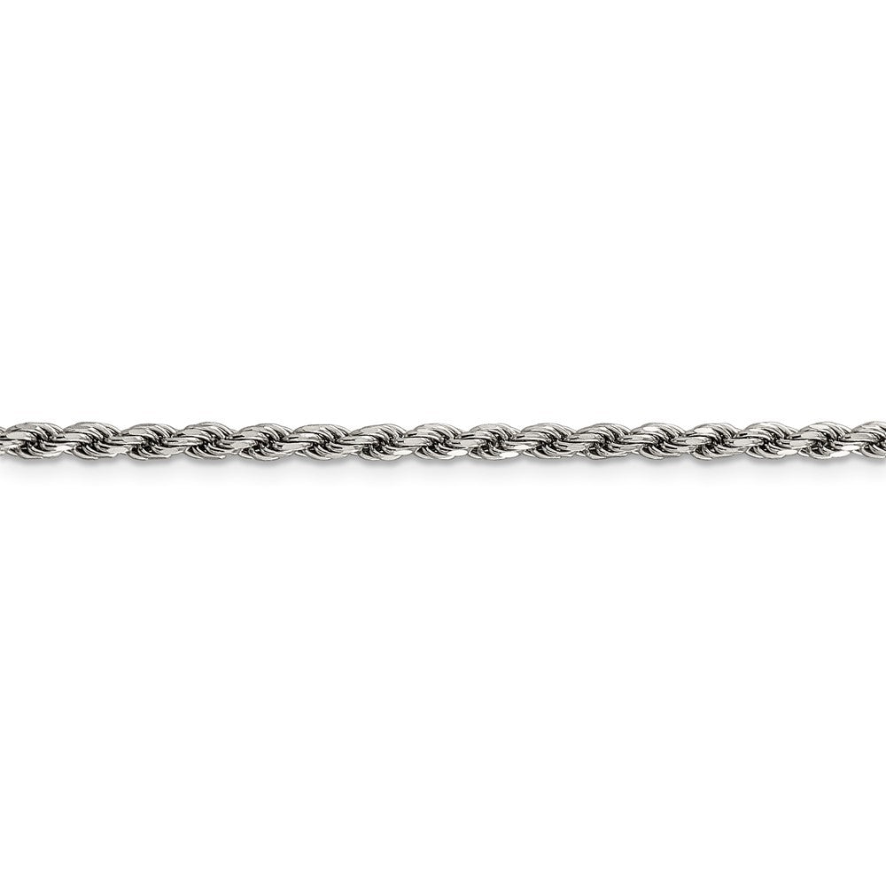 Sterling Silver Rhodium-plated 2.75mm Diamond-cut Rope Chain Necklace