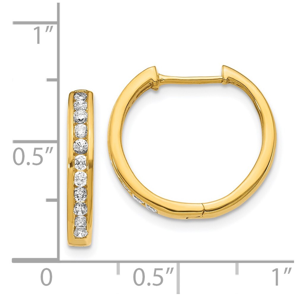 14k Yellow Gold Diamond Hinged Hoop Earrings