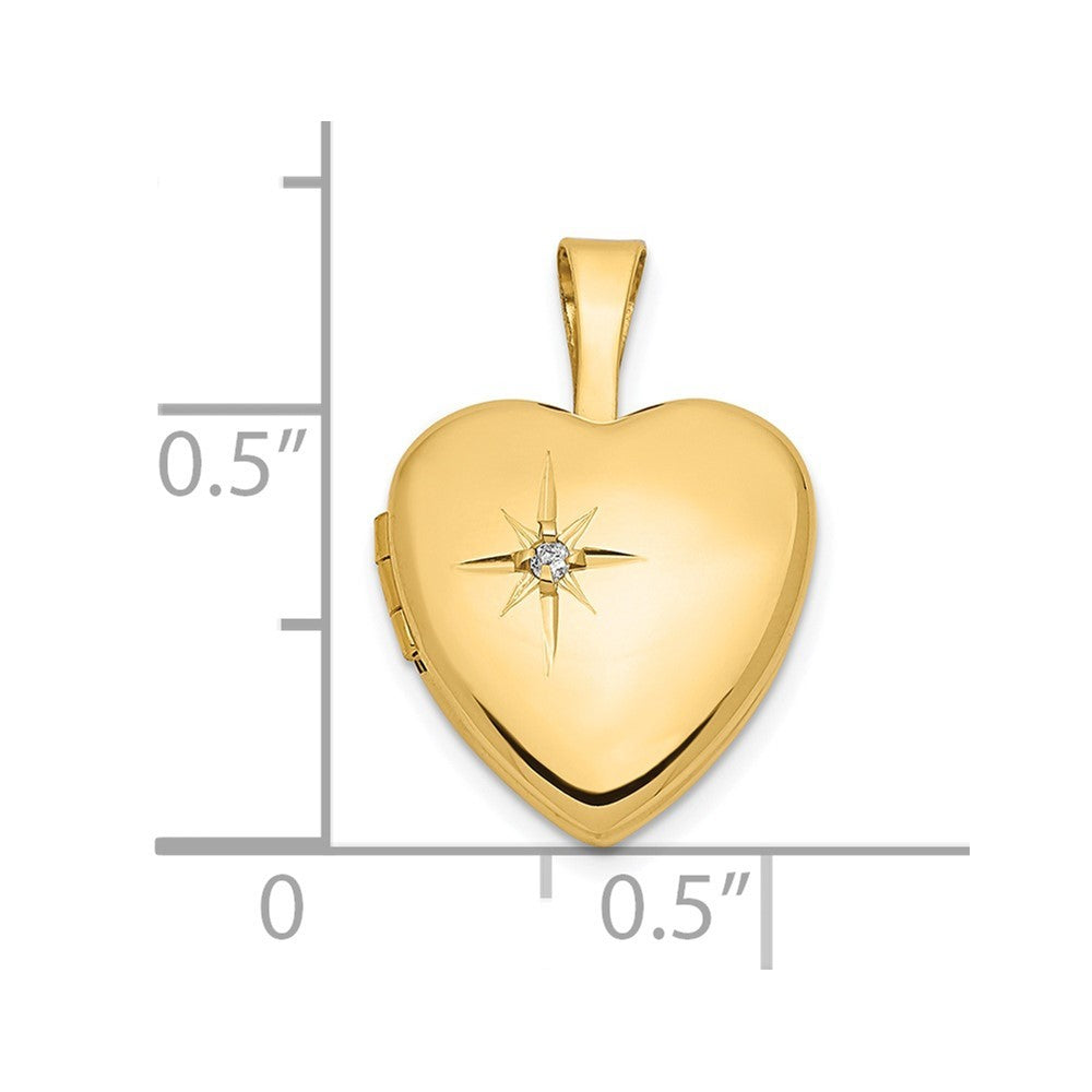 14k Yellow Gold 12mm with .01ct. Diamond Heart Locket