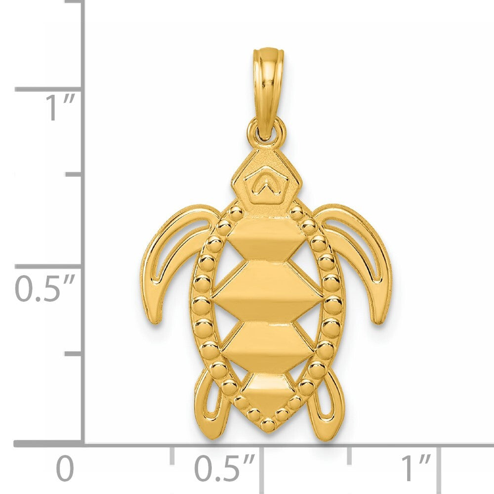 14k Yellow Gold Polished Turtle Pendant