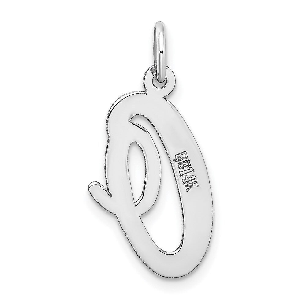 14k White Gold Large Script Letter O Initial Charm Pendant for Women