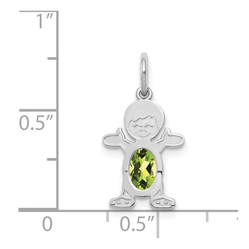 14k White Gold Boy 6x4 Oval Genuine Peridot-August Pendant for Women