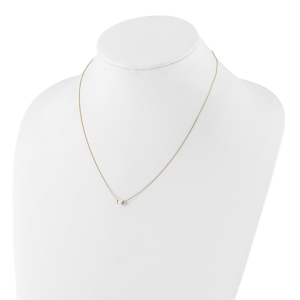 14k Yellow Gold 4-5mm White Round Freshwater Cultured Pearl 18 inch Necklace