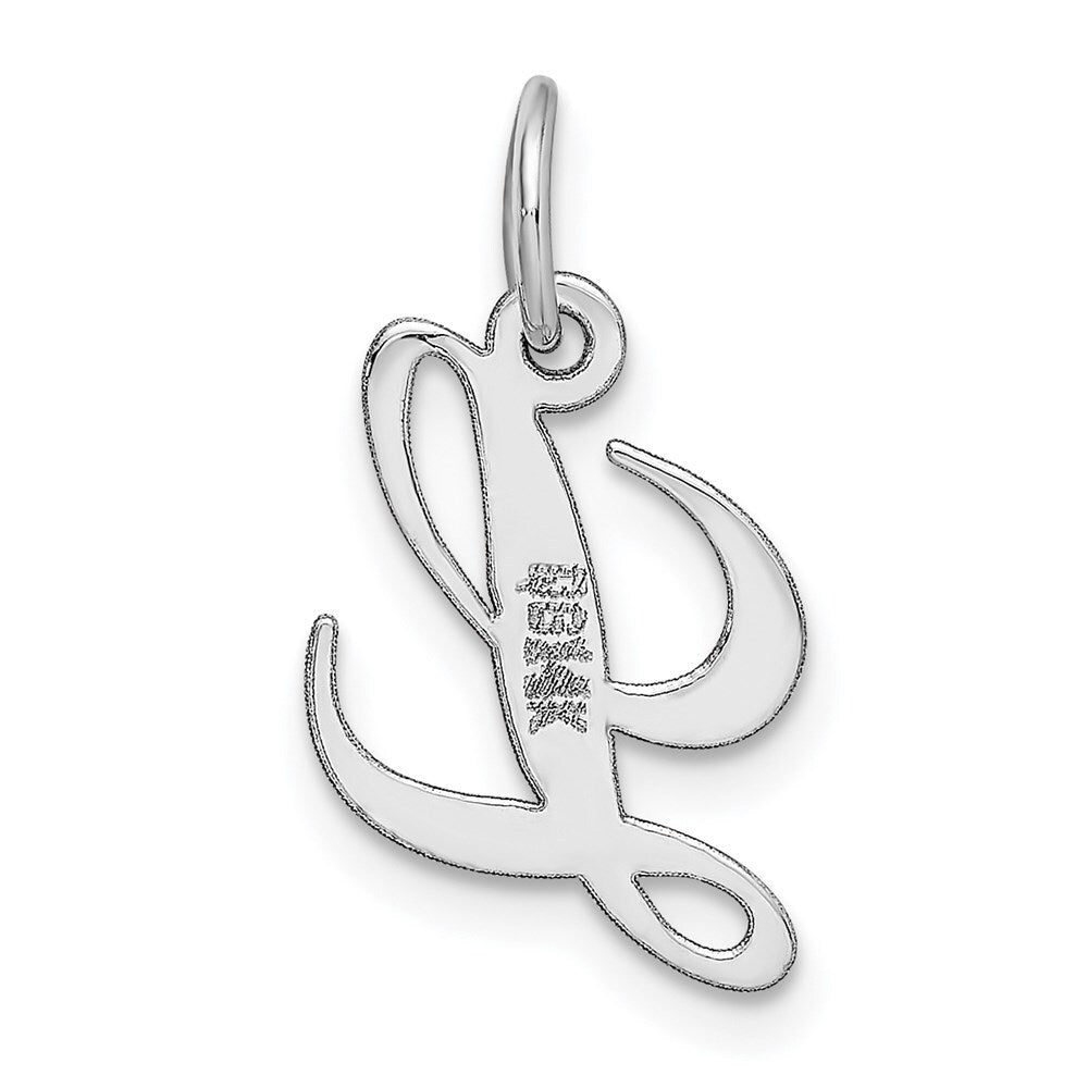 14k White Gold Small Fancy Script Letter L Initial Charm Pendant for Women
