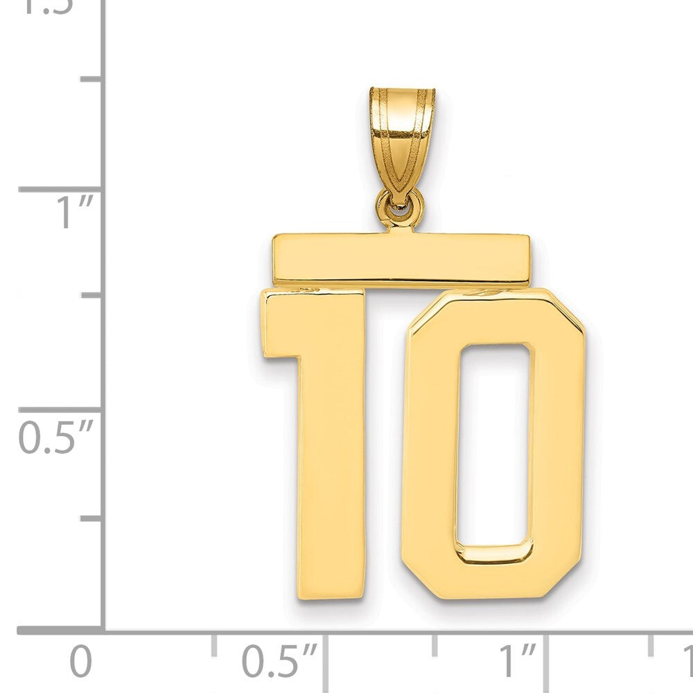 14k Yellow Gold Large Polished Number 10 Charm Pendant for Women
