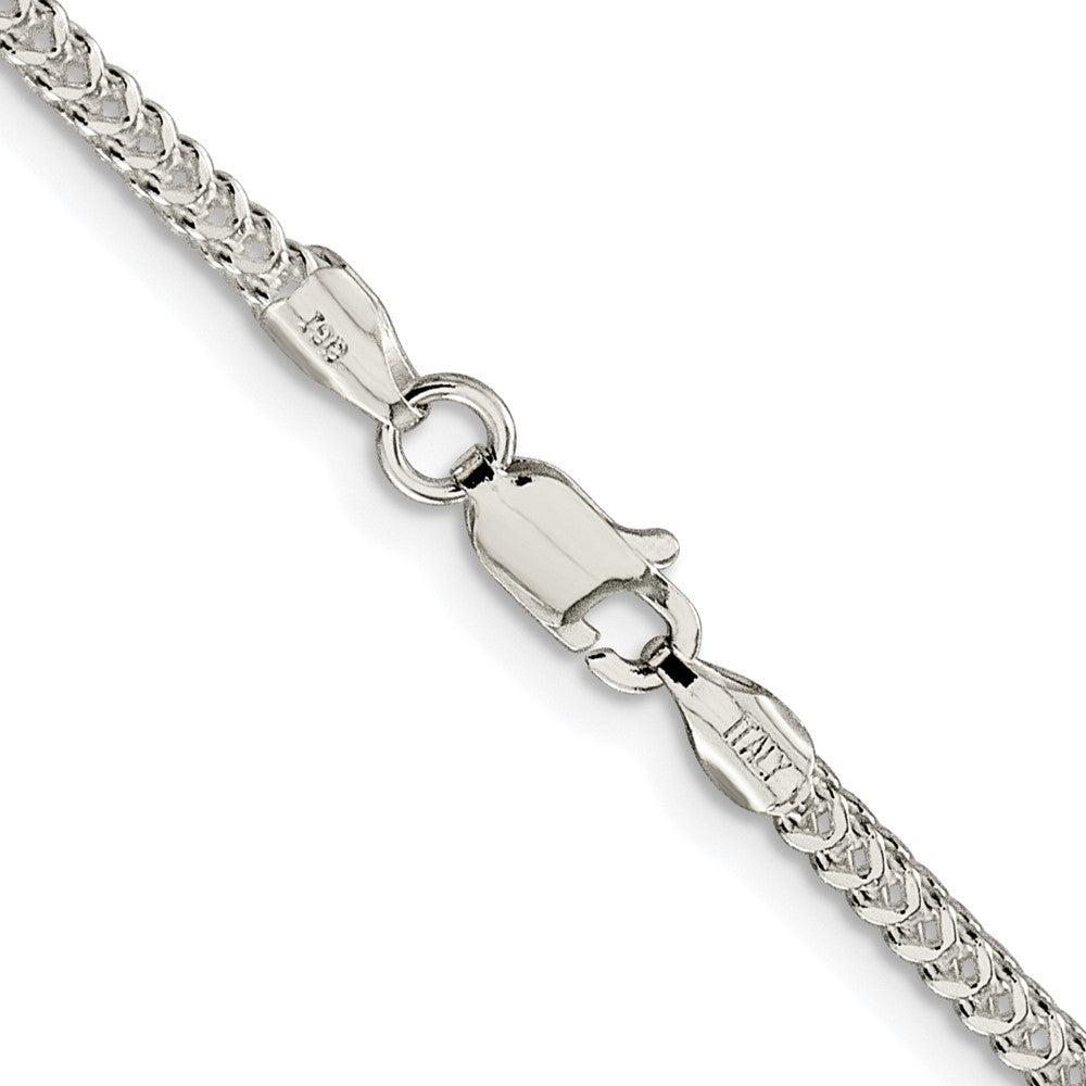 Sterling Silver Rhodium-plated 2mm Diamond-Cut Square Franco Chain Necklace