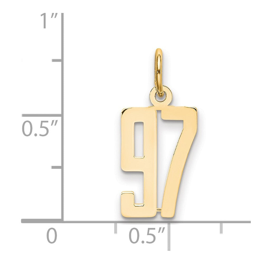 14k Yellow Gold Small Elongated Number 97 Charm Pendant for Women