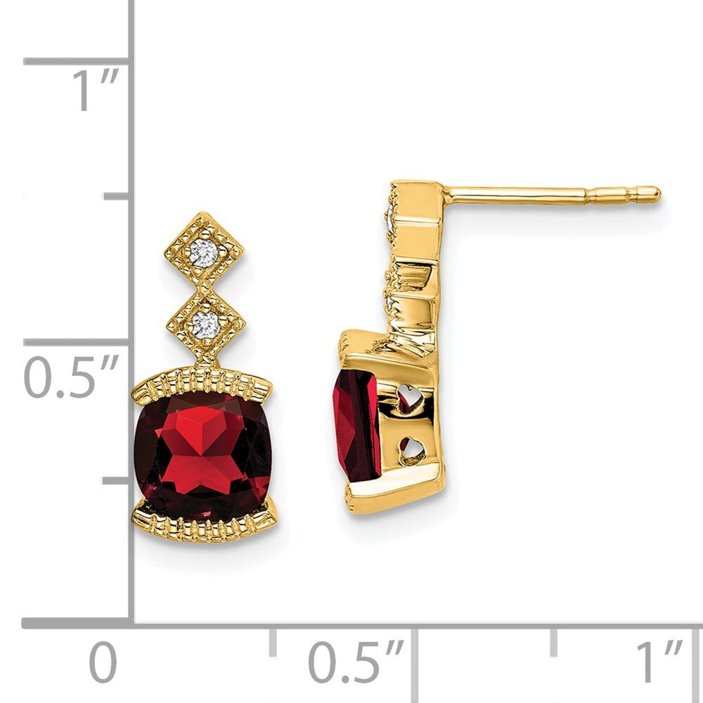 14k Yellow Gold Garnet and Diamond Drop & Dangle Earrings