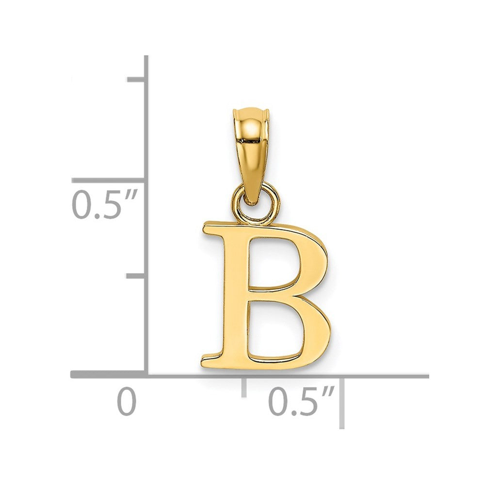 14k Yellow Gold Polished Block Letter B Initial Pendant