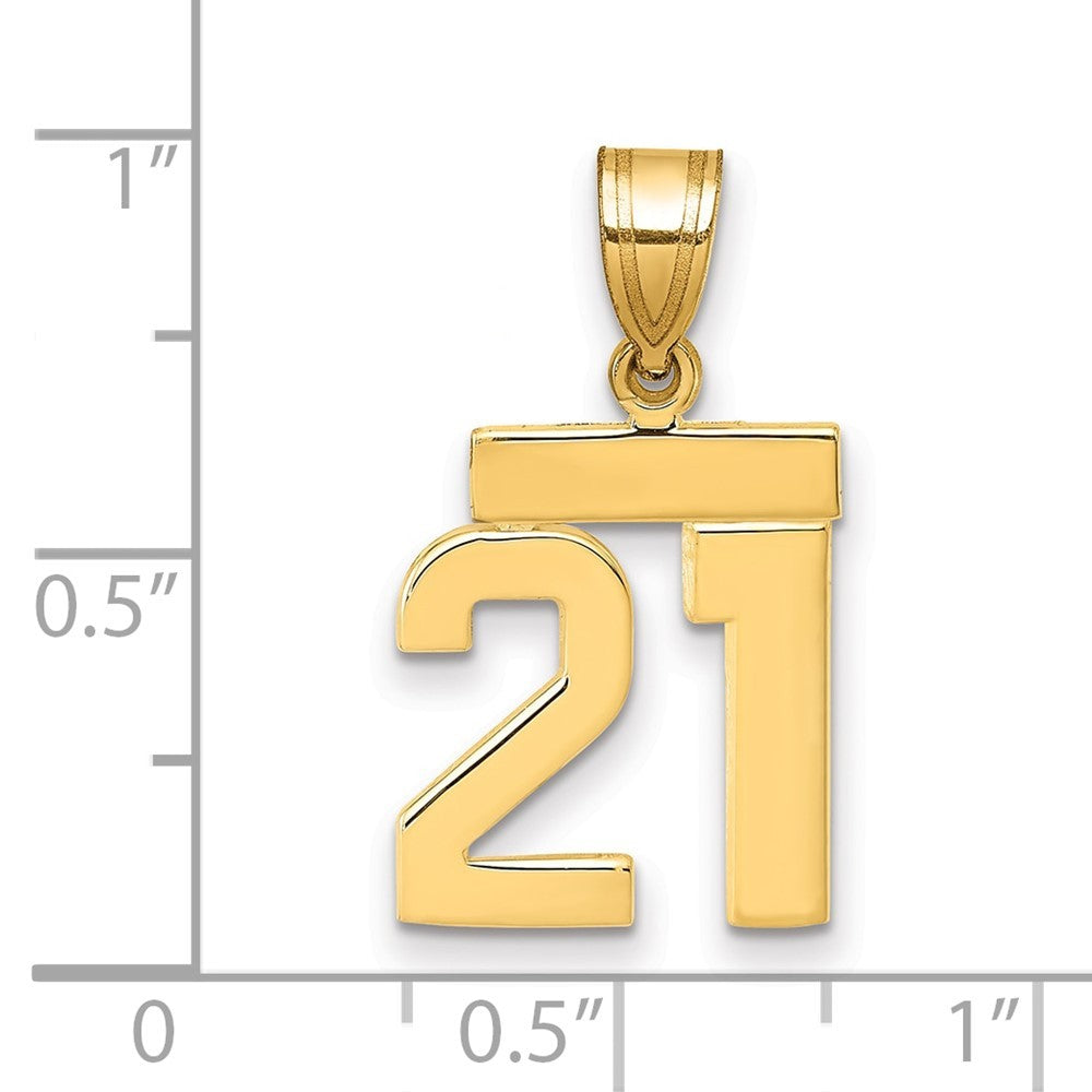 14k Yellow Gold Small Polished Number 21 Charm