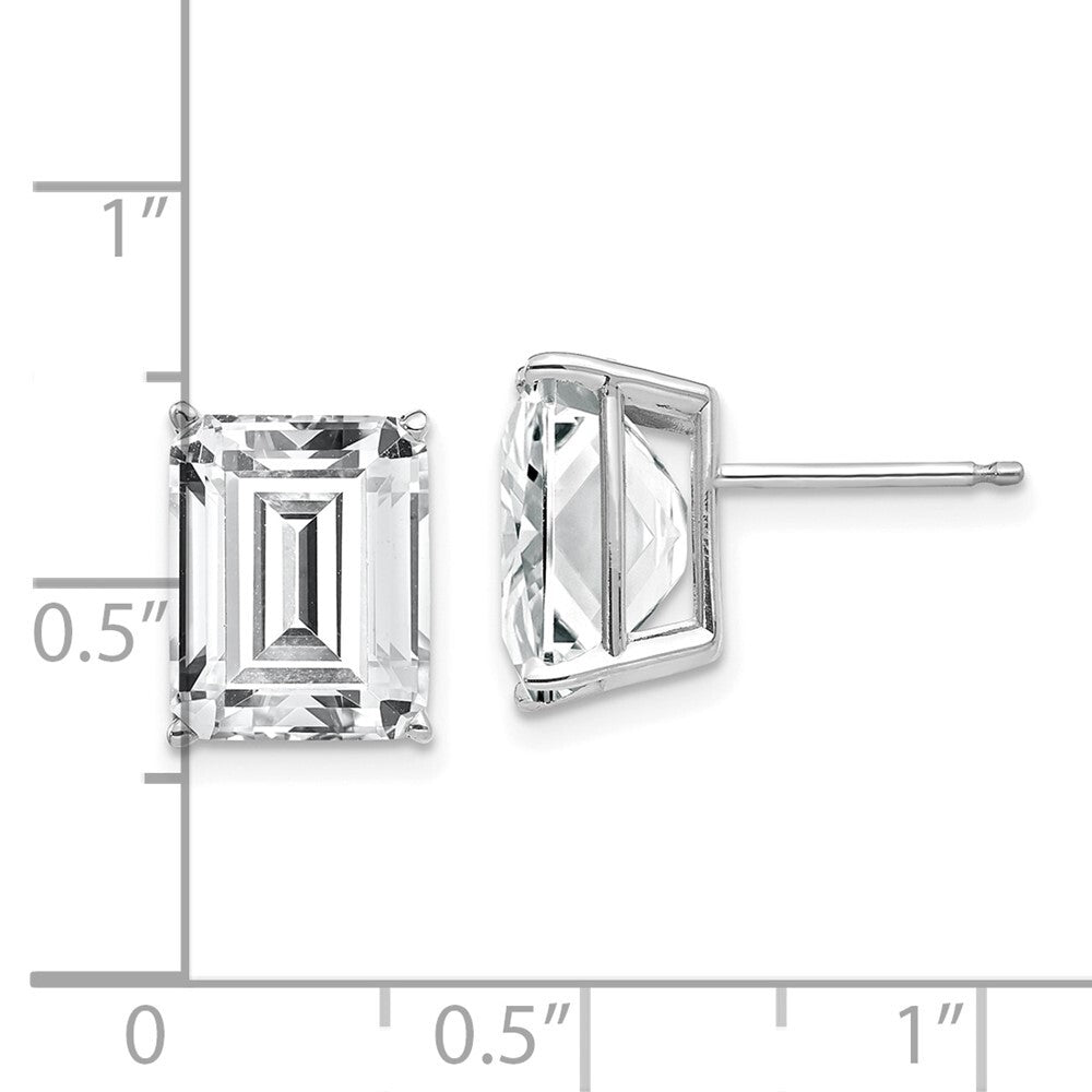 14k White Gold 10x8mm Emerald Cut Cubic Zirconia Stud Earrings Gift for Women