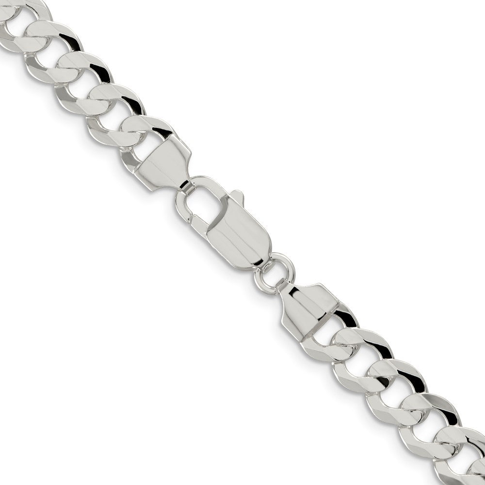 Sterling Silver 7.8mm Concave Beveled Curb Chain Necklace