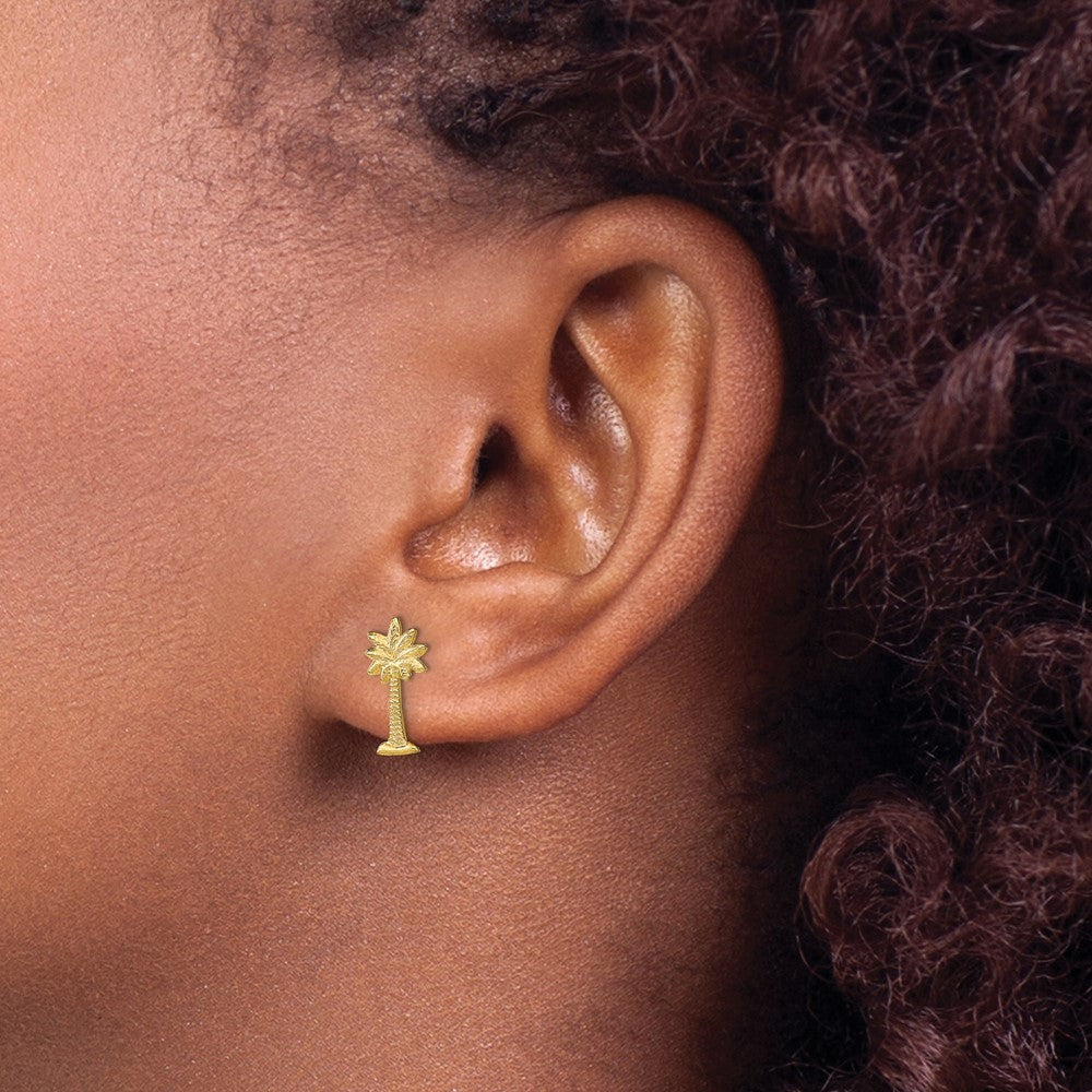 14k Yellow Gold Palm Tree Earrings