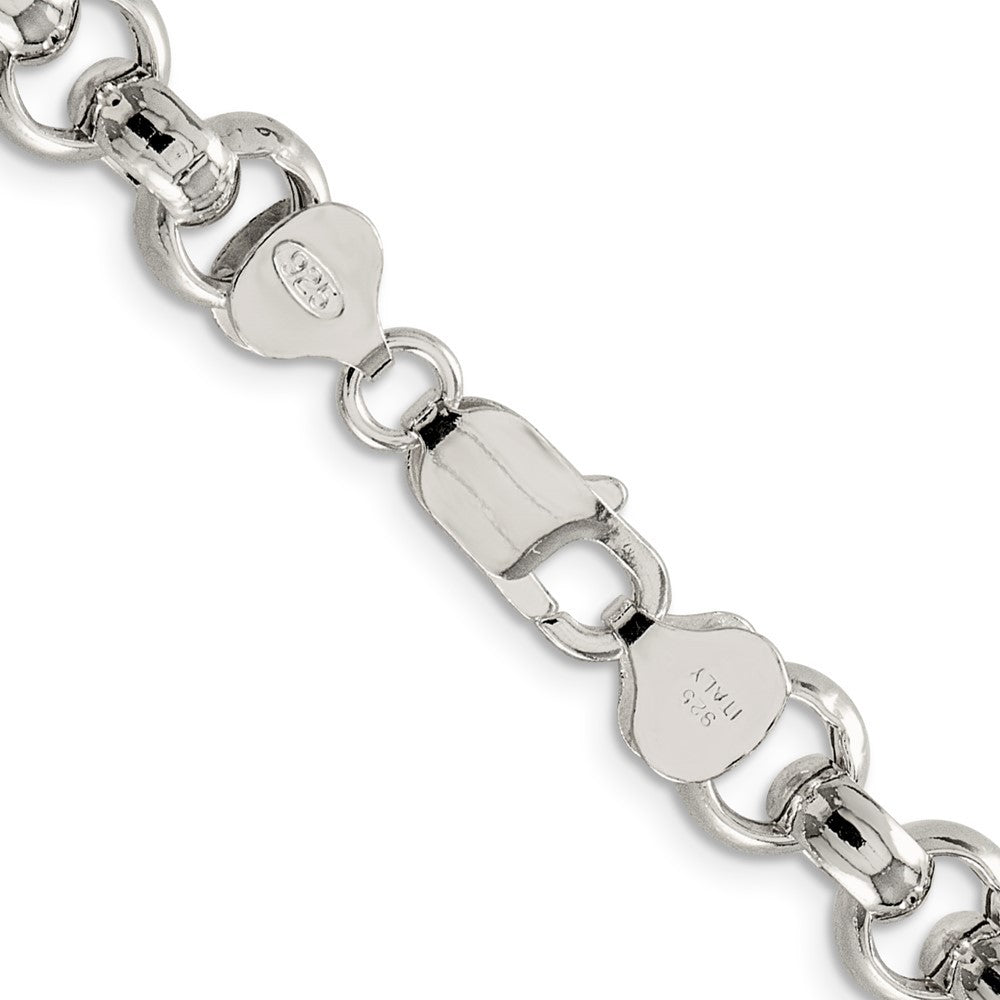 Sterling Silver 9.5mm Semi-solid Rolo Chain Necklace