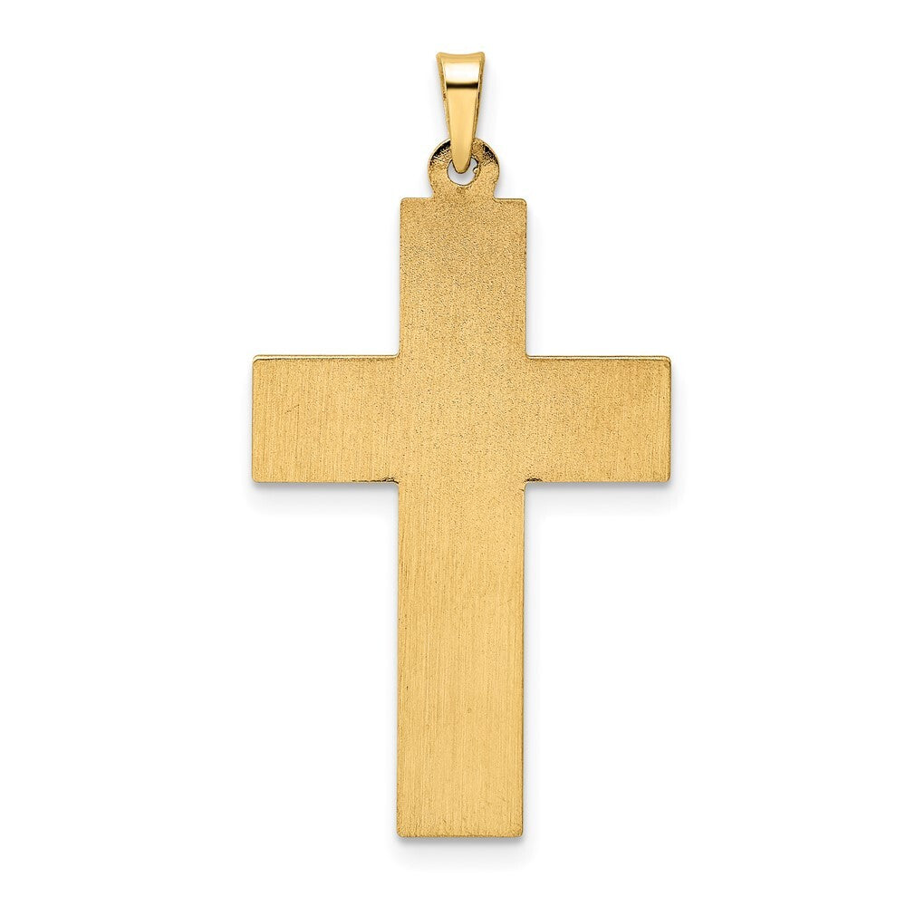 14k Two-tone Gold Polished Hollow Woven Double Cross Pendant for Women