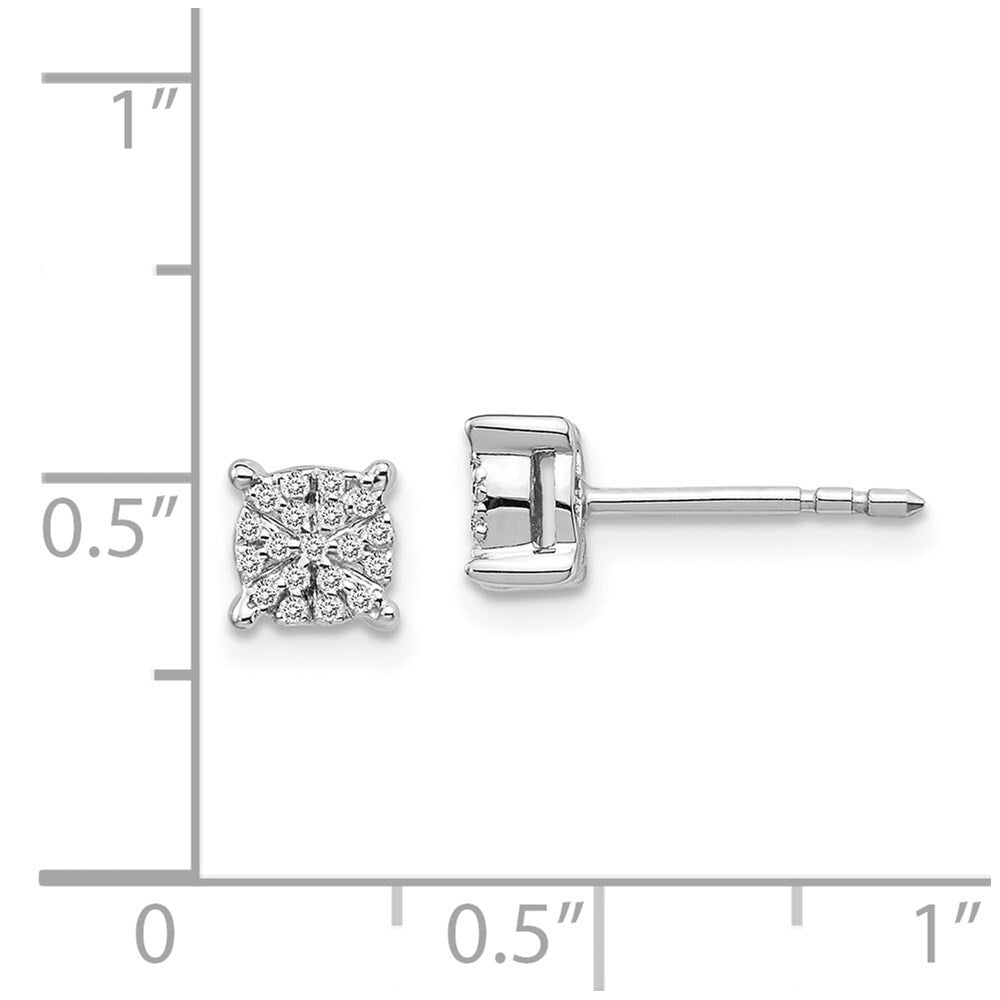 14k White Gold Diamond Cluster Stud Earrings