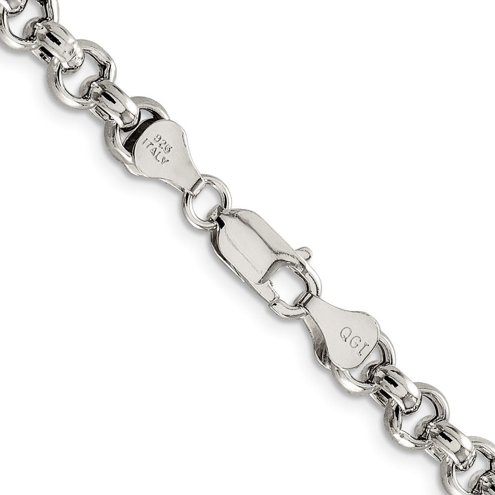 Sterling Silver 6.5mm Semi-solid Rolo Chain Necklace