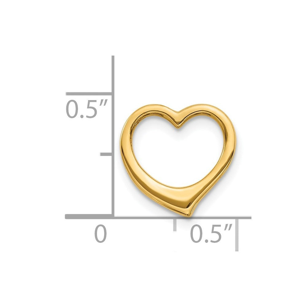 14k Yellow Gold Polished Floating Heart Chain Slide
