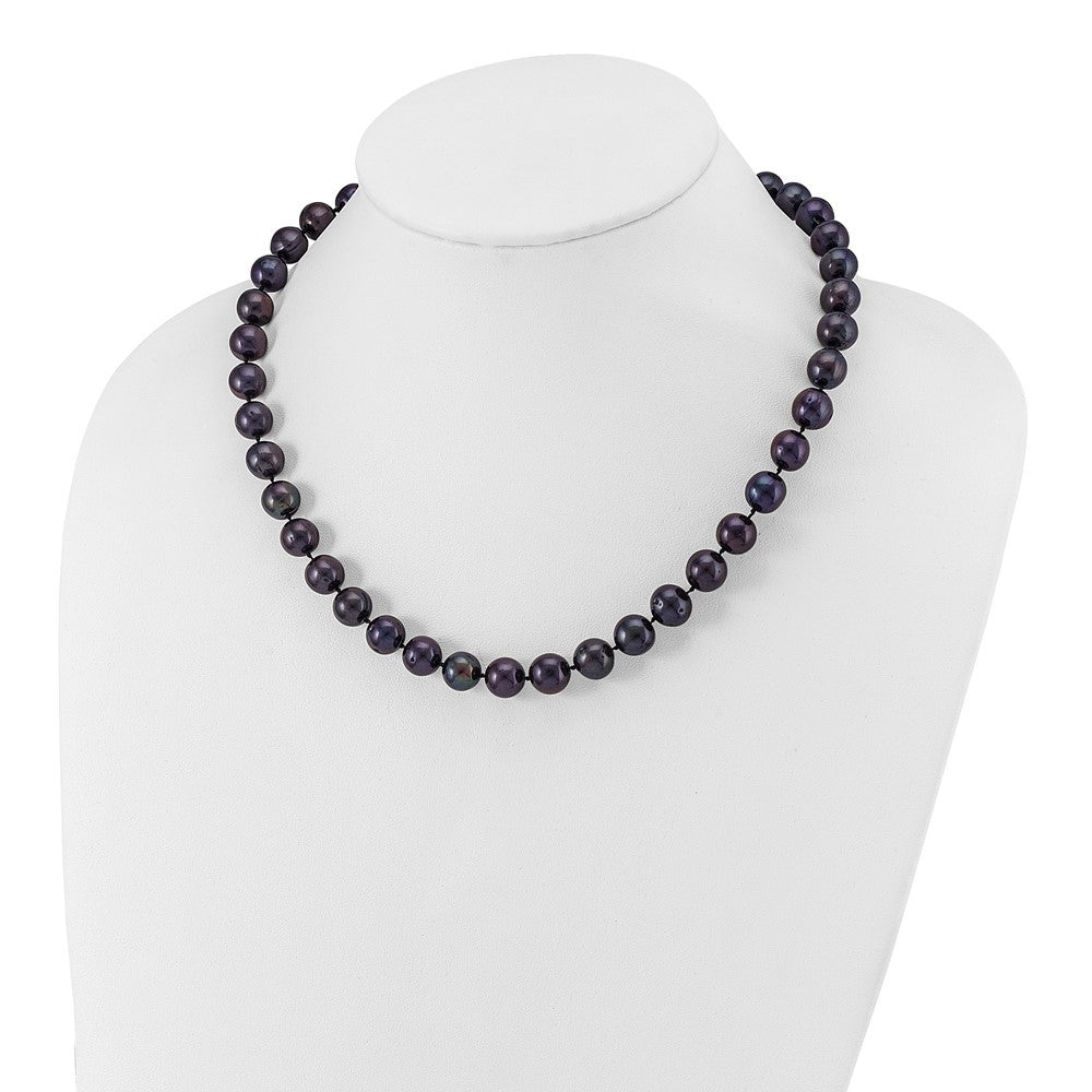 Sterling Silver Rhodium-plated 10-11mm Black Cultured Pearl Necklace 18"