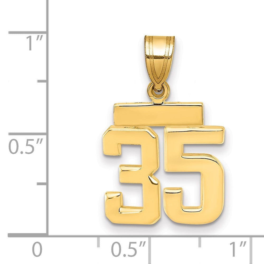14k Yellow Gold Small Polished Number 35 Charm Pendant