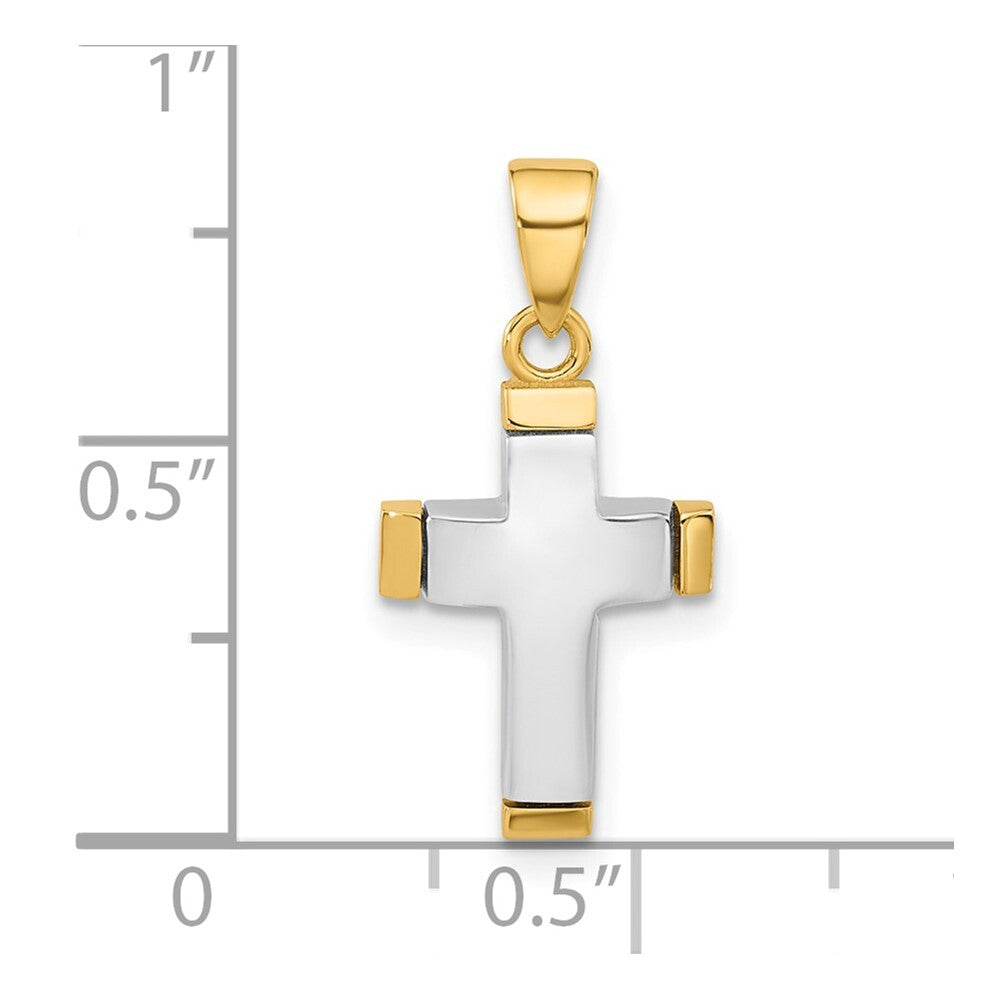 14k Two-tone Gold Polished Cross Pendant for Women