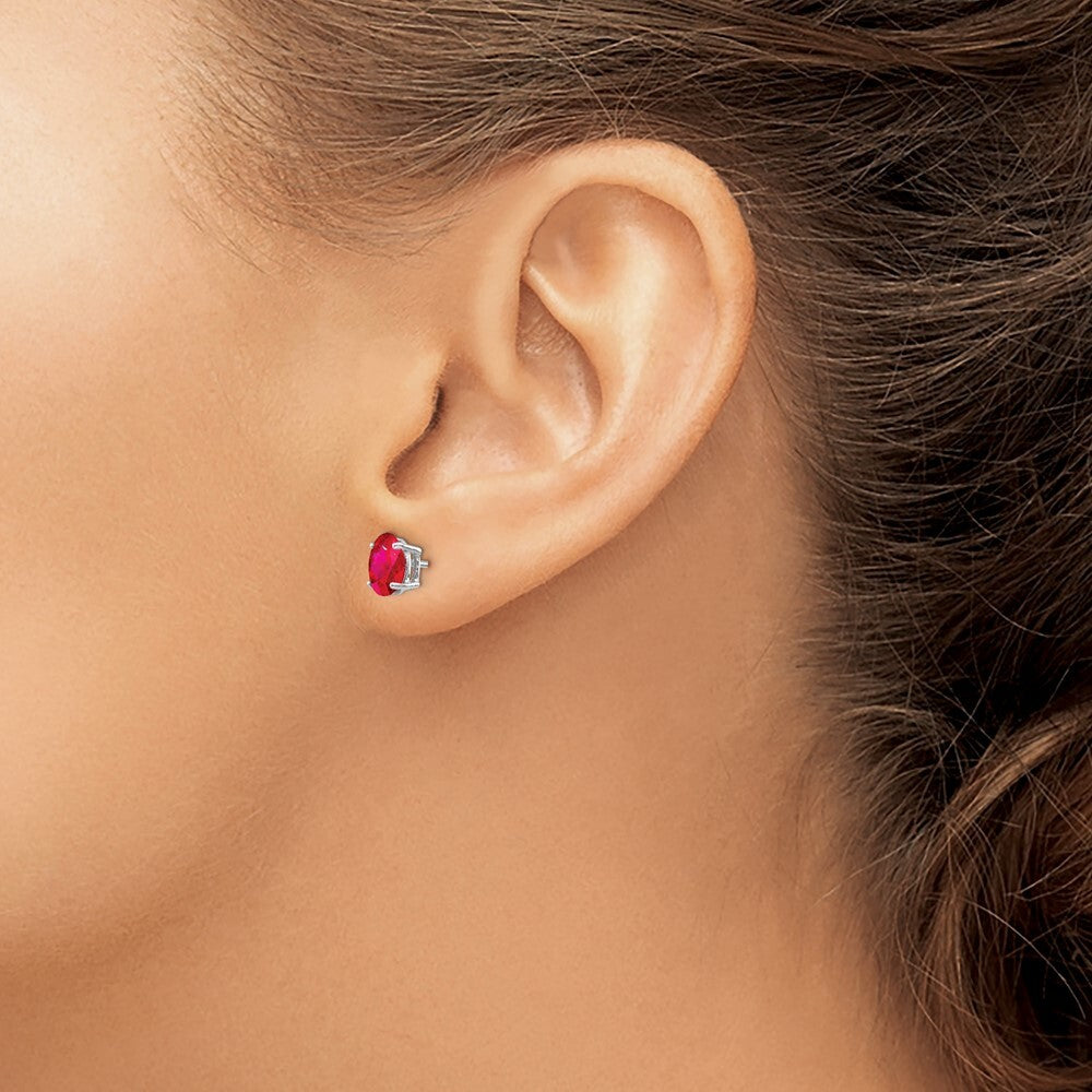 14k White Gold Ruby Stud Earrings