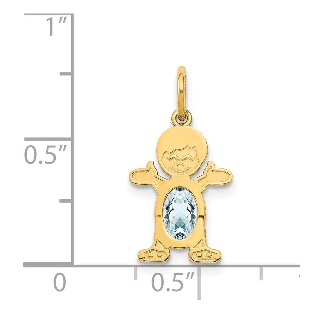 14k Yellow Gold Boy 6x4 Oval Genuine Aquamarine-March Pendant for Women