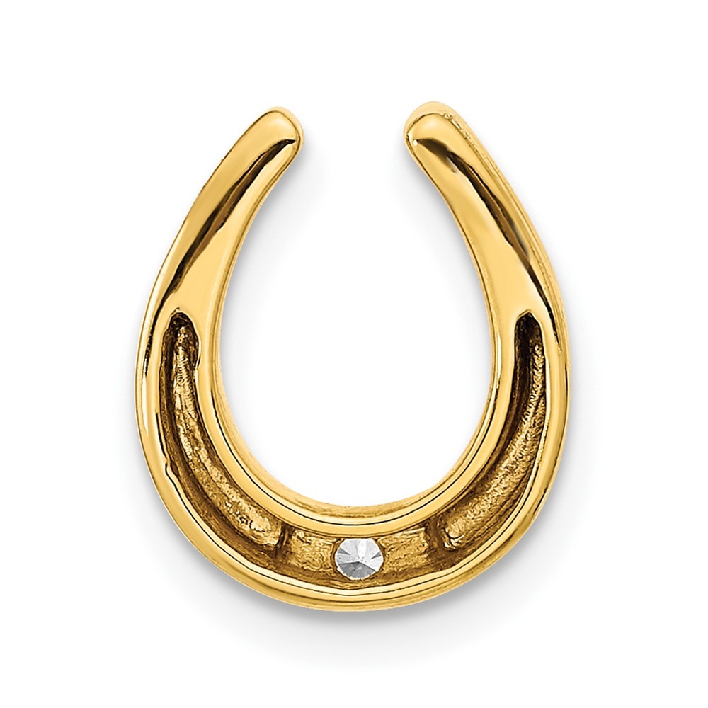 14k Yellow Gold Polished 1/15 carat Diamond Fancy Horseshoe Chain Slide