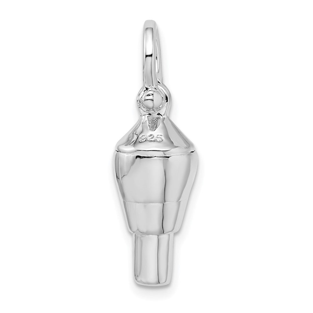 Sterling Silver Rhodium-Plated Polished 3D Swivel with Shackle Bail Pendant
