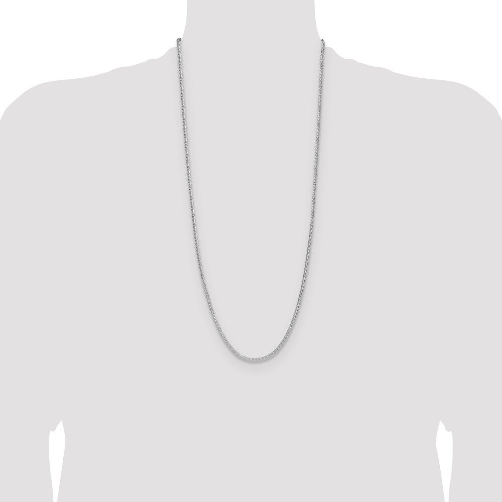 Sterling Silver Rhodium-plated 2.5mm 8 Sided Diamond-cut Double Spiga Chain