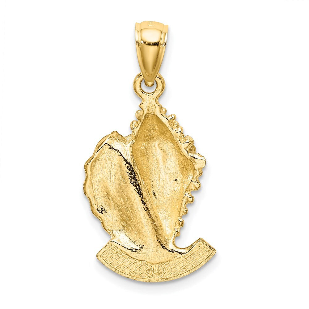 14k Yellow Gold 2-D TURKS AND CAICOS Under Conch Shell Charm