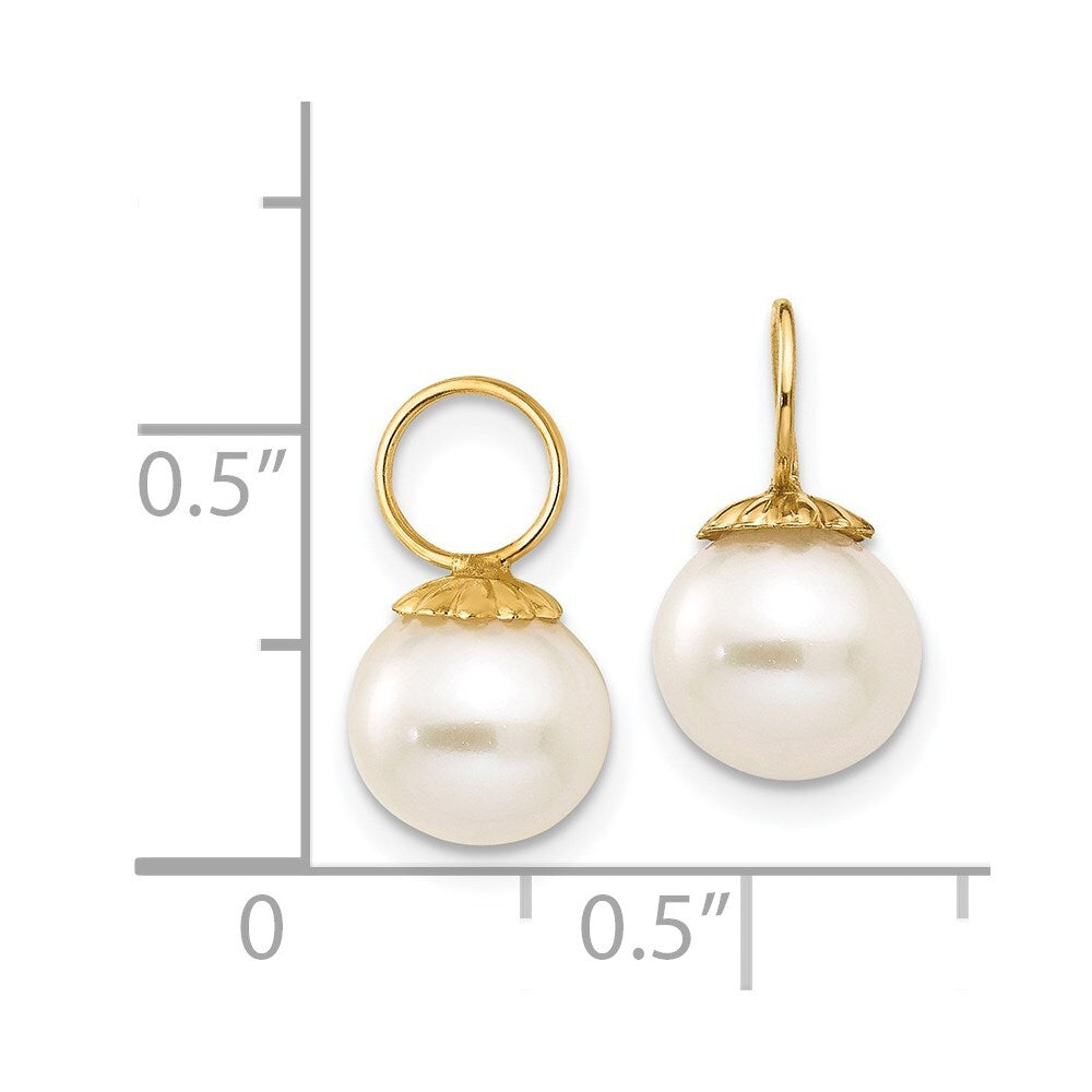 14k Yellow Gold FW Cultured Pearl Hoop Enhancers Gift for Women
