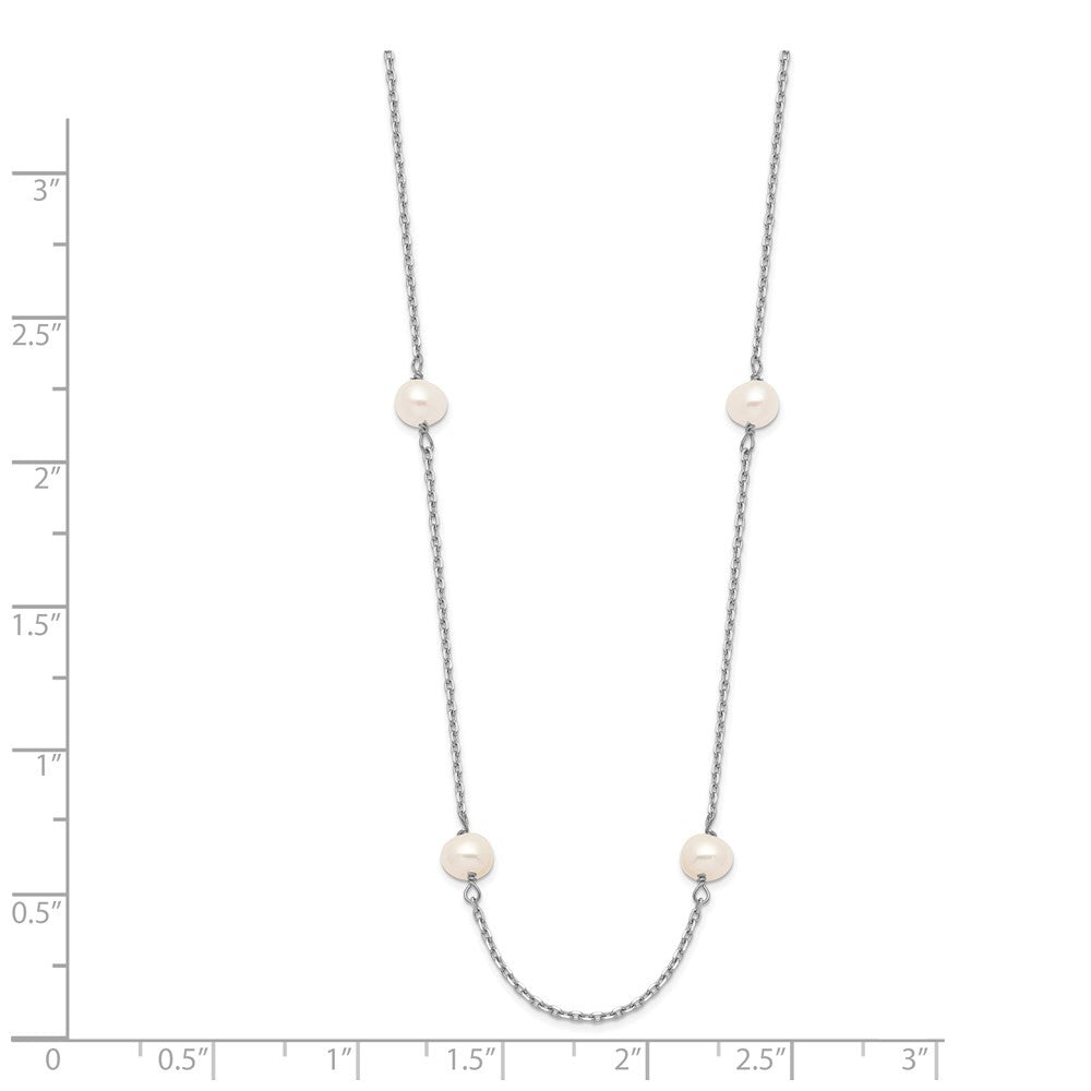 14k White Gold 4-5mm White Freshwater Cultured Pearl 8-Station 16 inch Necklace