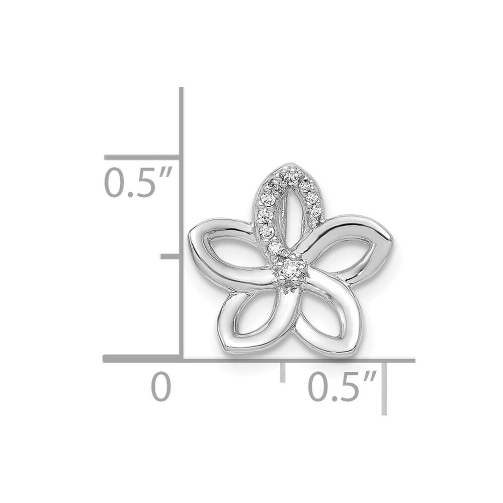 14k White Gold 1/20ct. Diamond Flower Chain Slide Pendant for Women
