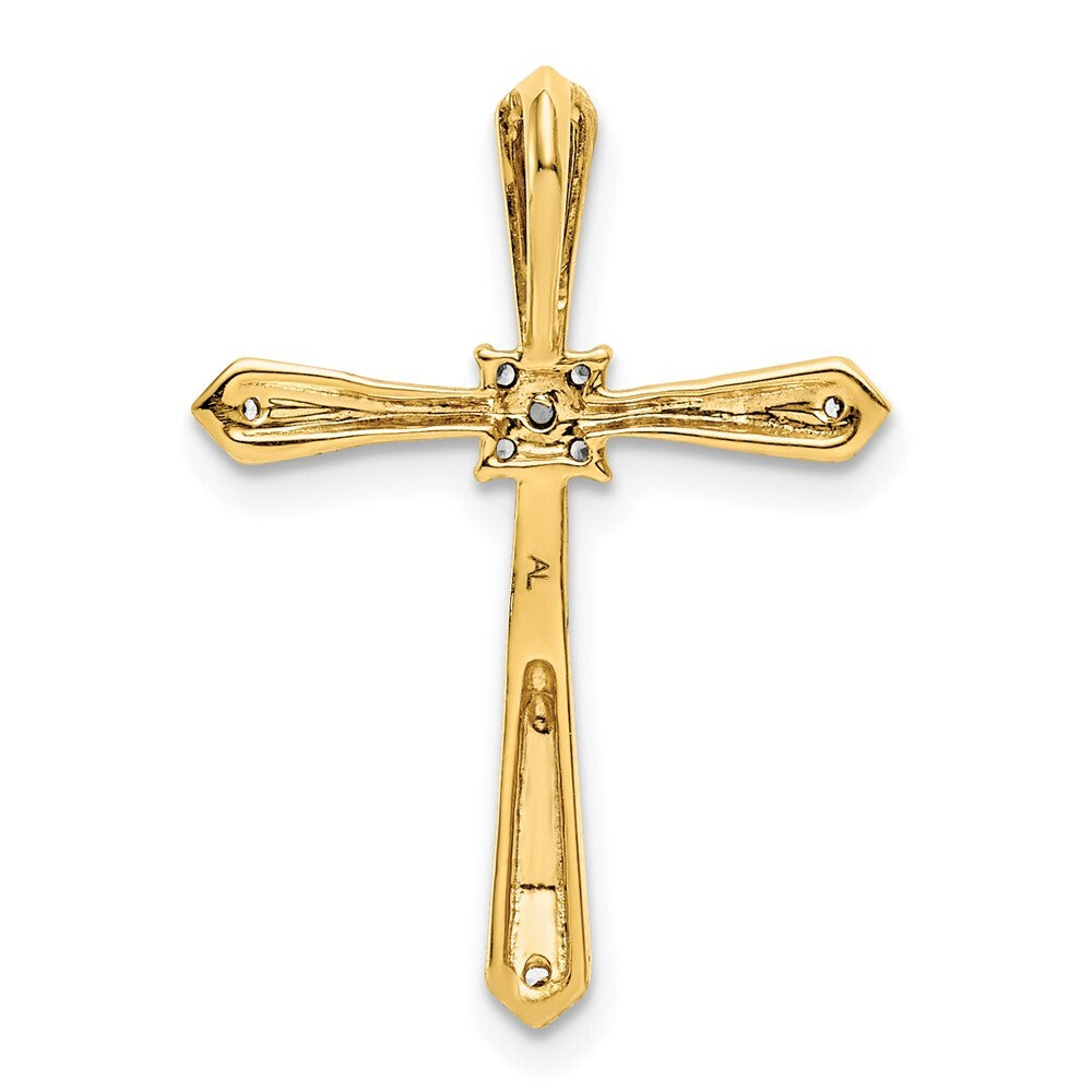 14k Yellow Gold 1/20ct. Rhodium Diamond Cross Chain Slide Pendant for Women