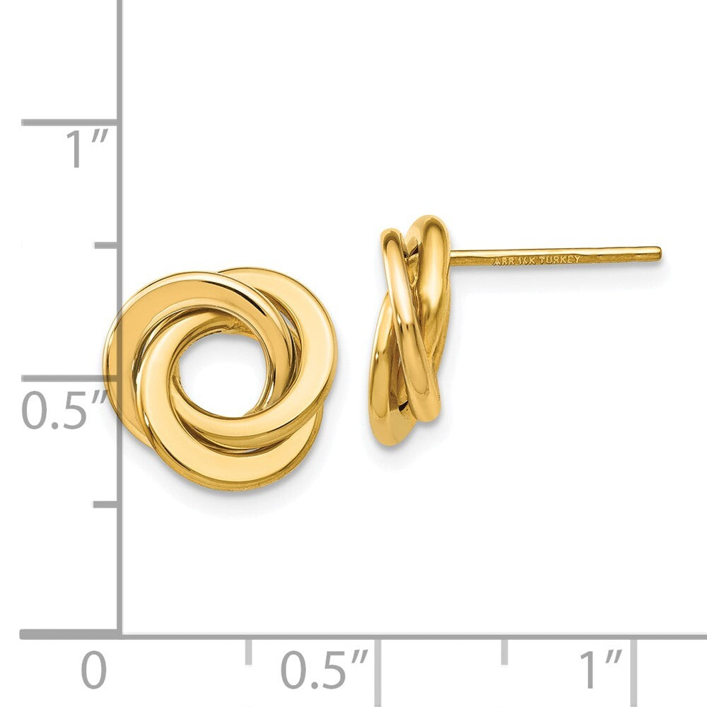 14k Yellow Gold Polished Intertwined Circles Stud Earrings Gift for Women