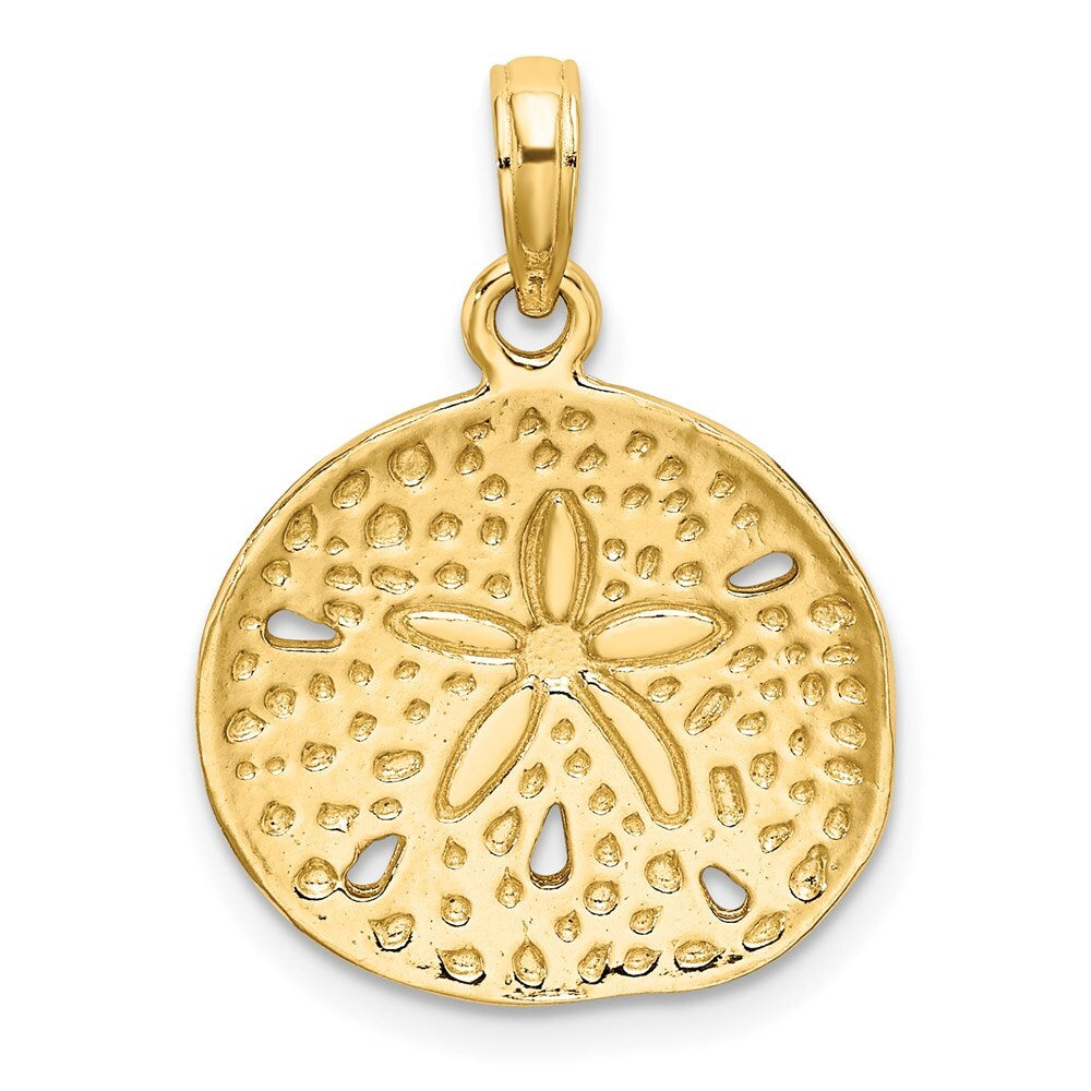 14k Yellow Gold Cut-Out Sand Dollar Charm Pendant for Women