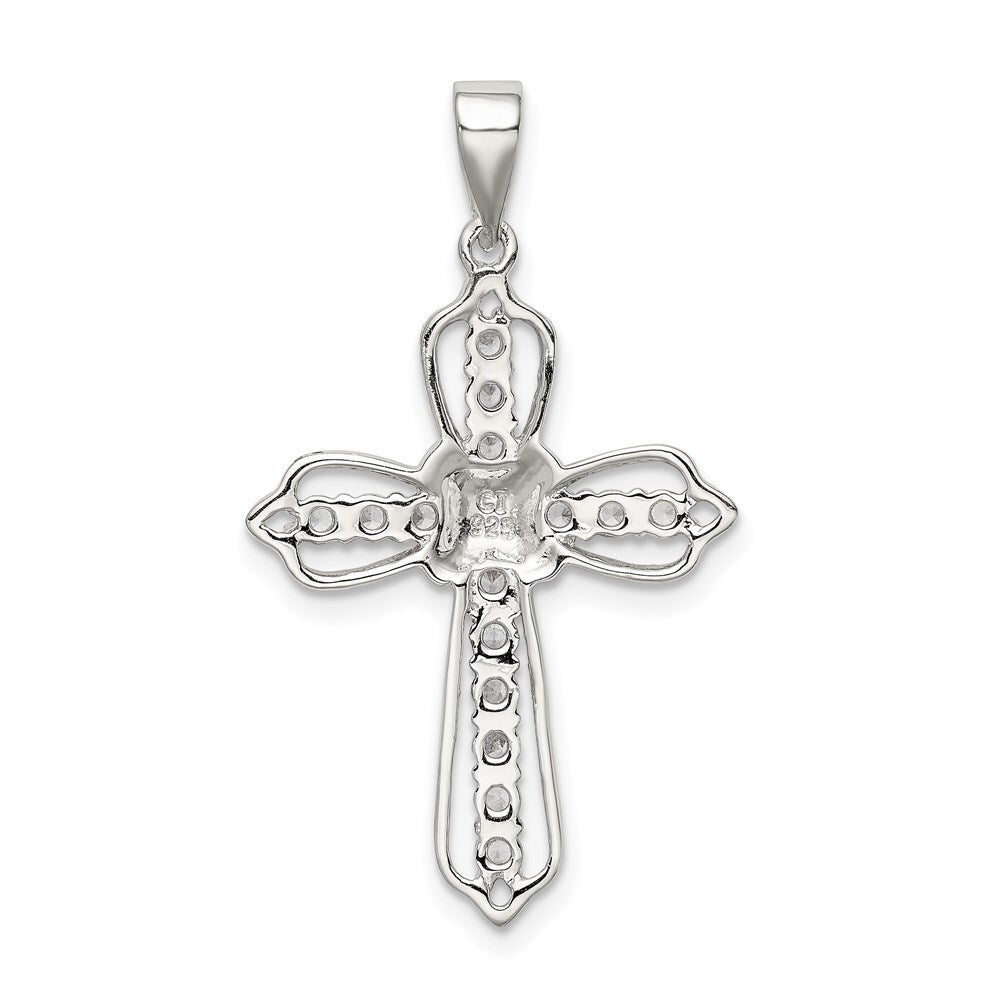 Sterling Silver Rhodium-plated Cubic Zirconia Cross Pendant