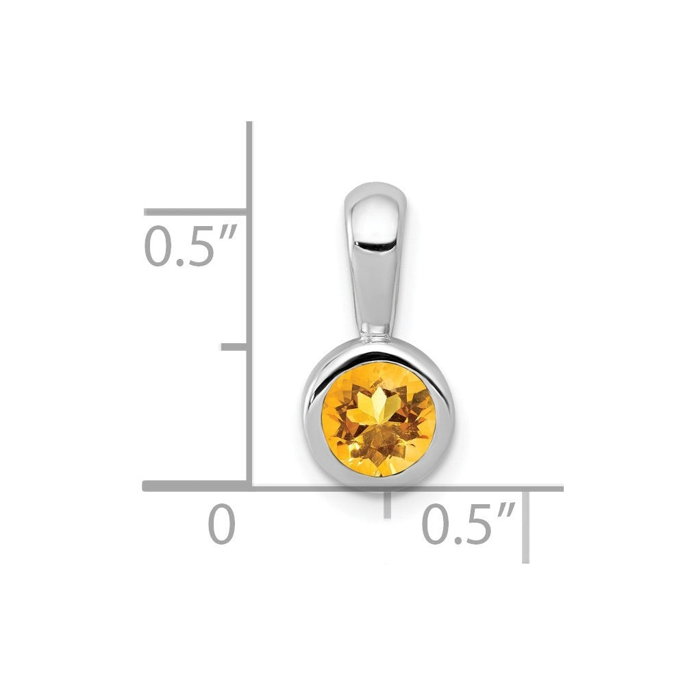 14k White Gold Bezel-set 5mm Round Citrine Pendant