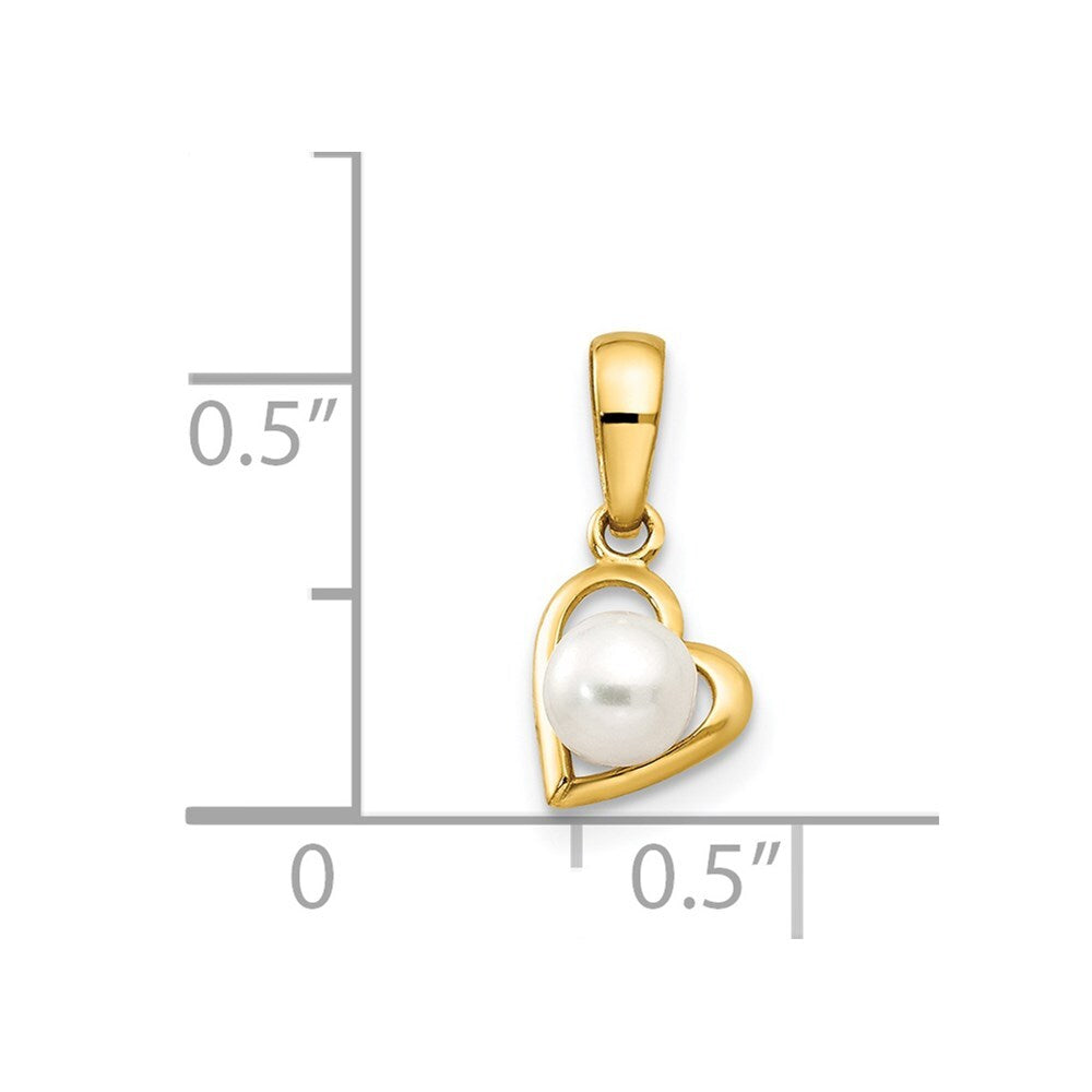 14k Yellow Gold FW Cultured Pearl Children's Heart Pendant for Women