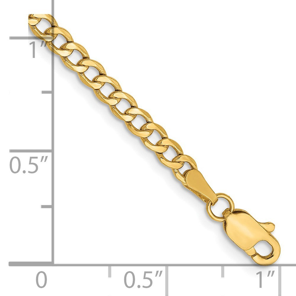 14k Yellow Gold 9 inch 2.85mm Semi-Solid Curb with Lobster Clasp Anklet