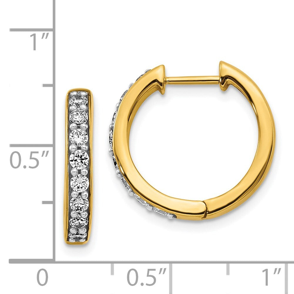 14k Yellow Gold Diamond Hinged Hoop Earrings
