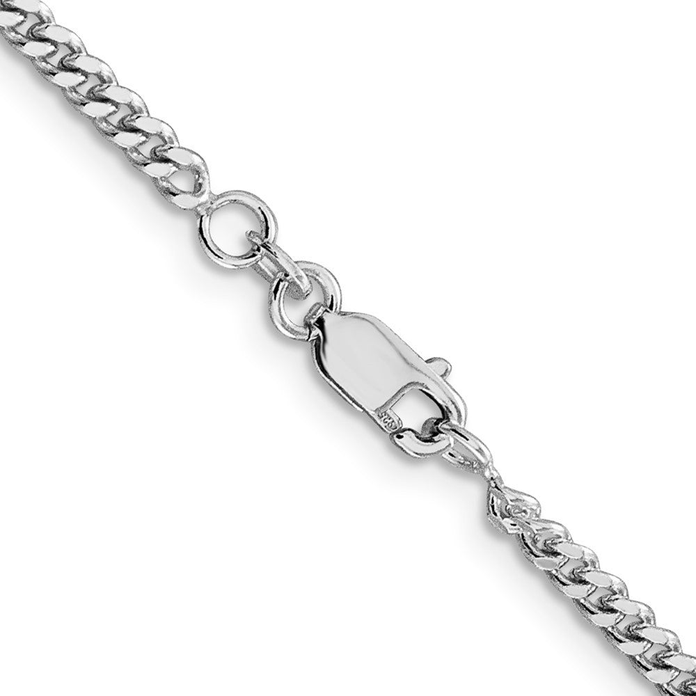 Sterling Silver Rhodium-plated 3mm Curb Chain Necklace